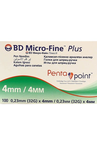 Bd Micro-Fine Plus Pen Needles Pentapoint 4mm 32G 100 Pcs