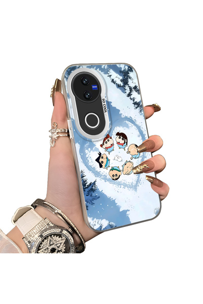 Hontinga Vivo V50 Compatible Silicone Edge Hard Back Case Anime Pattern Coupl...