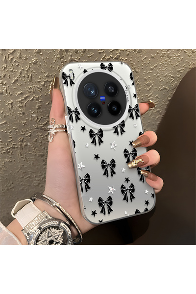 CHICASELUX Vivo X300 Pro Compatible Stylish Black Bow Full Print Case, Non-Sl...