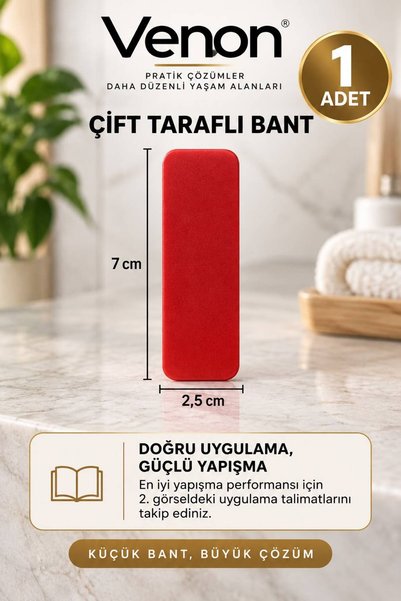 VENON 1 ADET || DİKDÖRTGEN 7 CM X 2.5 CM ÇİFT TARAFLI BANT || Güçlü Montaj Ba...
