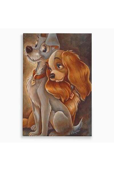 Luxcanva Tablou Canvas Doamna si Vagabondul 70x100 cm pe Sasiu Lemn Caini Ani...
