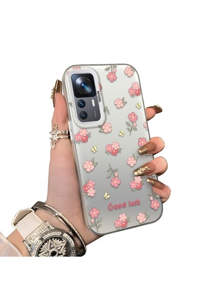 Hontinga Mi 12t Pro Compatible Silicone Edge Hard Back Case Floral Pattern Co...