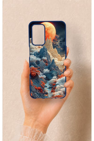 Vip Case Oppo A55 Compatible Red Moon Patterned Silicone Case