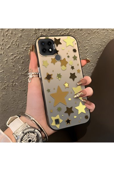CHICASELUX Realme C21 Compatible Retro Coffee Tone Star Sticker Printed Case,...