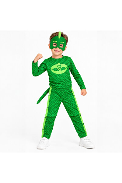 LilyMoon Costum de șopârlă dinozaur verde pentru copii cu mască - ținută de p...