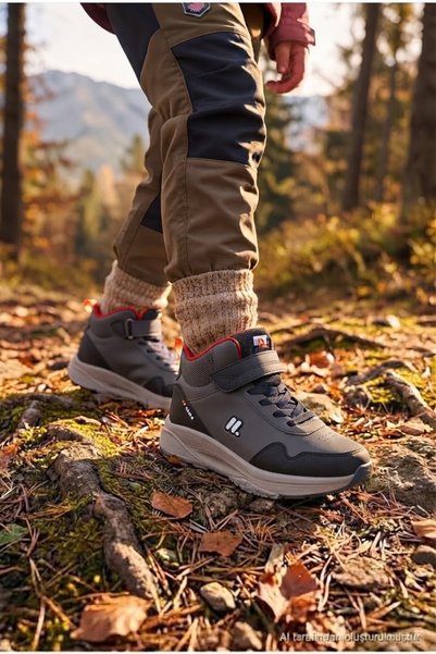 casso Boys' Fur Lined Orthopedic Sole Waterproof Sports Short Gray Boots