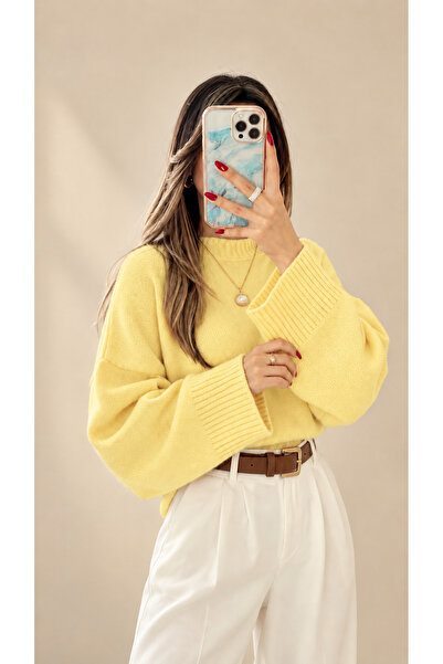 BW Bravely Wear Pulover galben de damă SOFT Pulover acrilic model lejer de ia...