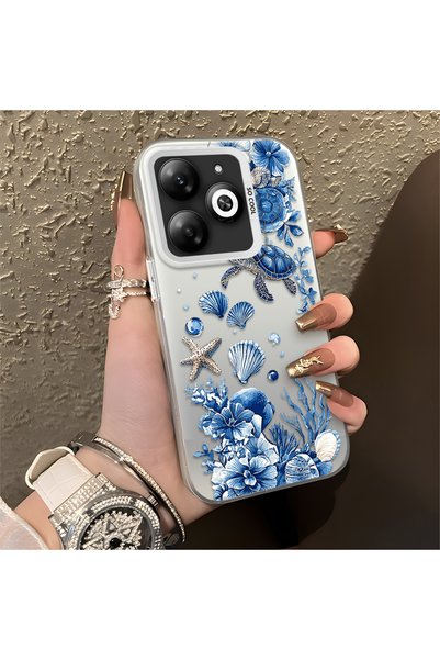 CHICASELUX غطاء متوافق مع Infinix Smart 8/8 Pro/8 Plus بنمط السلحفاة الزرقاء ...