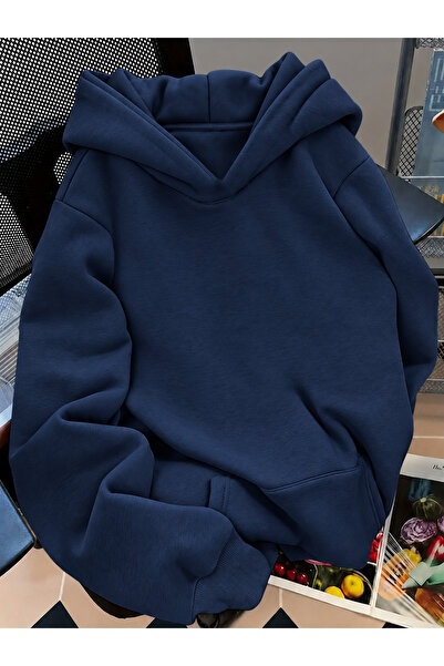 trendypassion Unisex Soft Textured Wing Stone Printed Design Oversize 3 Thread Hoodie Sweatshirt
