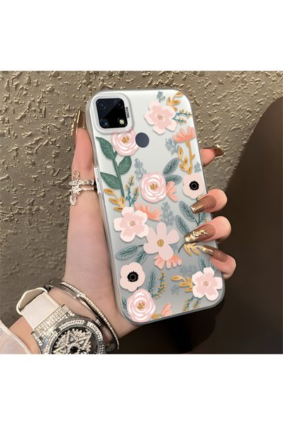 CHICASELUX حافظة هاتف متوافقة مع Realme C15/C25/C25S بنمط زهرة الربيع الوردية...