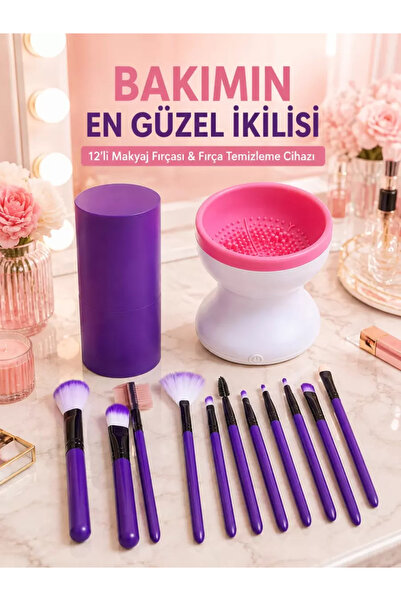 Generic Brand Advantageous Double Set of 12 Purple Makeup Brushes and Electri...