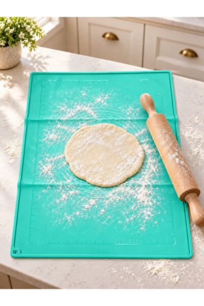 Generic Brand Dough rolling mat, with graduations, 70 × 50 cm, turquoise