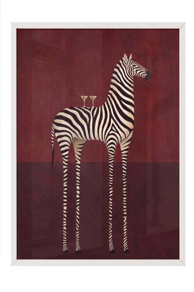 Postifull Poster cu interpretarea „Zebra ciudată” – Tablou cu ramă albă NR. 1...