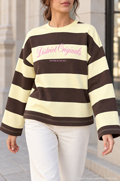 Polo State Women's Striped Front and Back Printed Wide Sleeve Oversize Sweats...