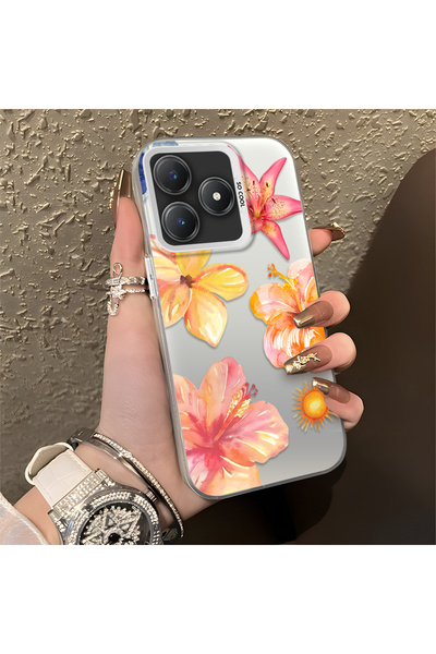 CHICASELUX حافظة هاتف Realme C63 4G/C61 متوافقة مع تصميم الأزهار الاستوائية و...