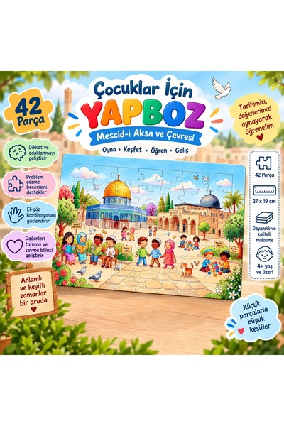 Siyer Yayınları 42 Parça Mescid-i Aksa ve Çevresi Temalı Çocuk Yapbozu