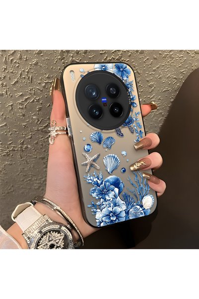 CHICASELUX غطاء متوافق مع Vivo X300 Pro بنمط السلحفاة الزرقاء والصدف والمرجان...