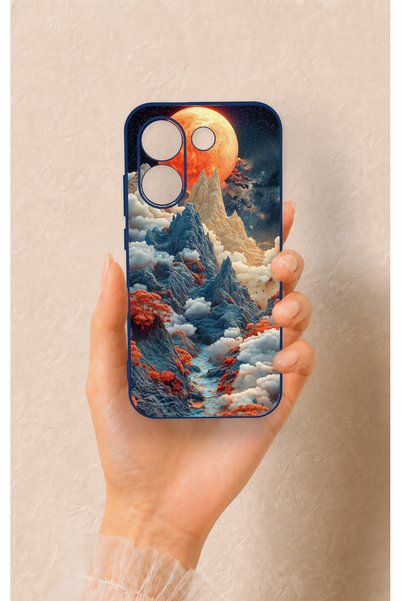 Vip Case Poco X8 Pro Compatible Red Moon Patterned Silicone Case