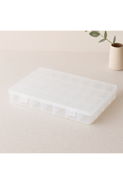 Bezos 28 Compartment Organizer Box - Plastic Transparent Lid