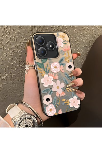 CHICASELUX حافظة هاتف Realme C63 4G/C61 متوافقة مع زهرة الربيع الوردية ونمط أ...