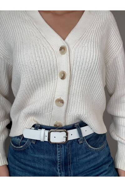 LİA KEMER Liaison Quadrilateral Patterned Women's Silver Buckle Leather Belt ...