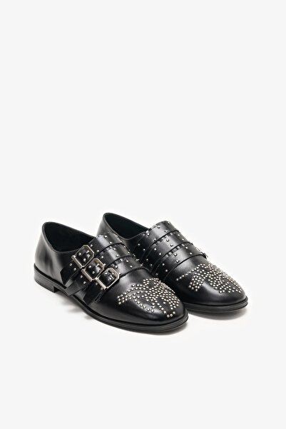 Louis Cardy Mabel Black Leather Women's Studded Loafer