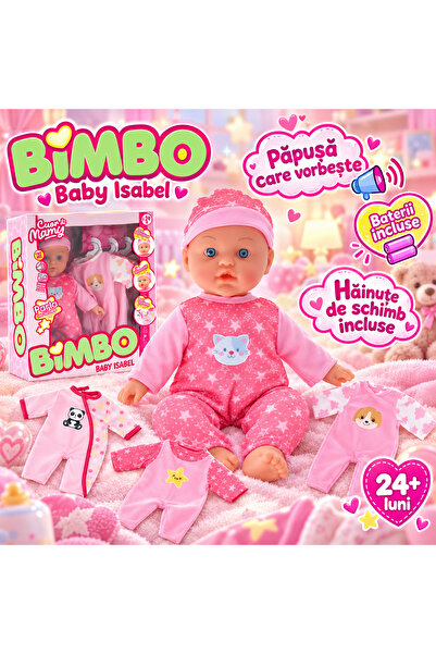 GLOBO Papusa bebe Bimbo Baby Isabel, 41 cm, vorbeste, cu 3 pijamale de schimb...