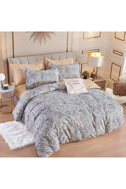 decorami Double bed linen, FINET, 6 pieces, with Stretchy, Jojo Home, Grey, B...
