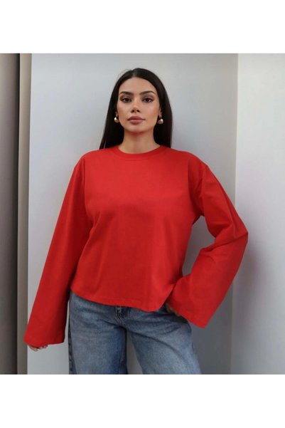 vipelmoda بلوزة كبيرة الحجم بأكمام واسعة
