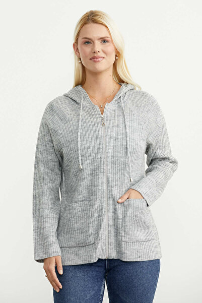 Sementa Hooded Full-Zip Wool Knit Cardigan - Light Gray