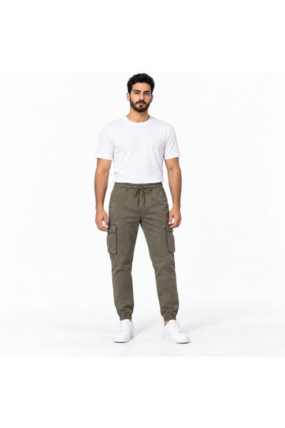Angel Shopping Ανδρικό Παντελόνι Cargo Jogger με Κορδόνι Πράσινο