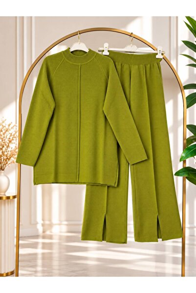 YILMAZBARMAZ Women's Hijab Detailed Knitwear Pants Set