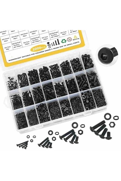 Yelajoy 2000 Pcs Nuts and Bolts Set, M2/3/4/5 Assorted Screws Fasteners Kit w...