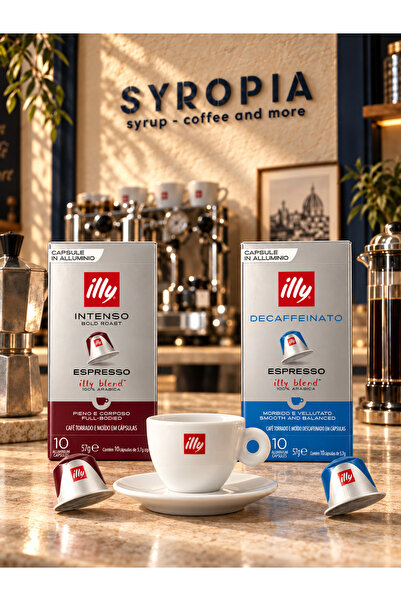 illy مجموعة كبسولات قهوة نسبرسو الأصلية المتوافقة - إنتنسو وبدون كافيين، 20 ك...