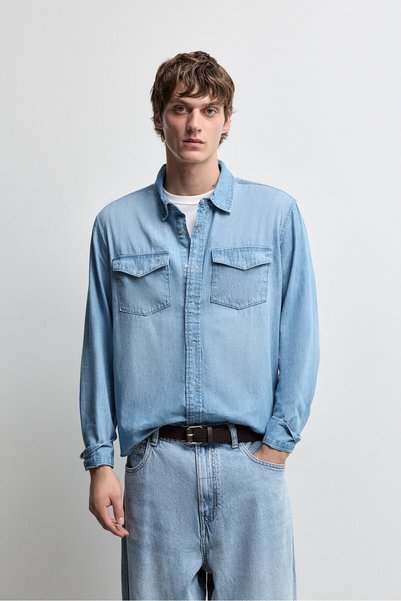 LEFTIES ERKEK Cepli denim gömlek
