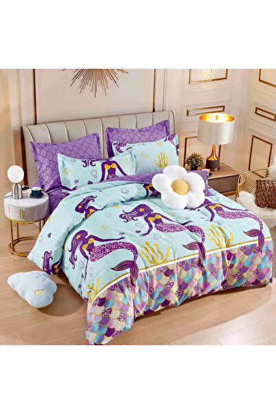 decorami Double bed linen, FINET, 6 pieces, with Stretchy, Jojo Home, Purple,...