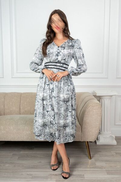SELSAL Med Plaid Dress - Gray