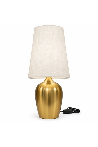 Generic Brand GREAT DREAM Modern Gold Table Lamp with Fabric Shade, Brushed M...