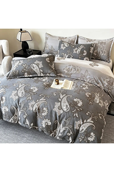 decorami Double bed linen, FINET, 6 pieces, with Stretchy, Jojo Home, Grey, T...