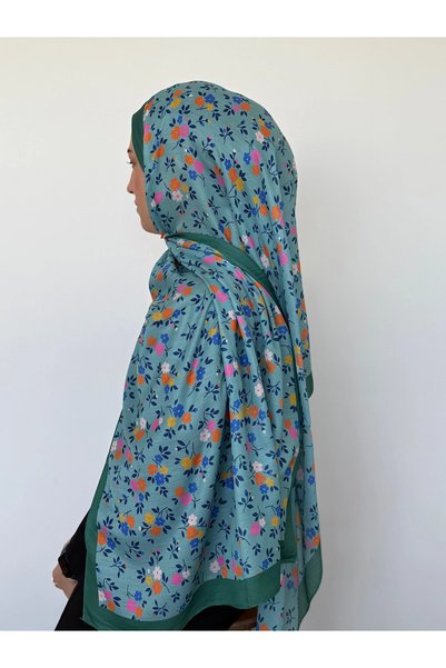 Hepsi Moda Mini Floral Pattern Soft Shawl - Mint Green