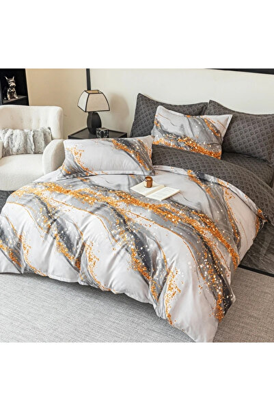 decorami Double bed linen, FINET, 6 pieces, with Stretchy, Jojo Home, Grey, M...