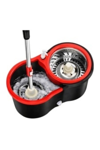 E-ANAMAG Set mop rotativ 360 cu galeata dubla ,maner inox si 5 rezerve microfibra