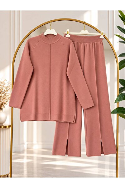 YILMAZBARMAZ Women's Hijab Detailed Knitwear Pants Set