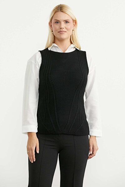 Sementa Wool Round Neck Knit Sweater - Black