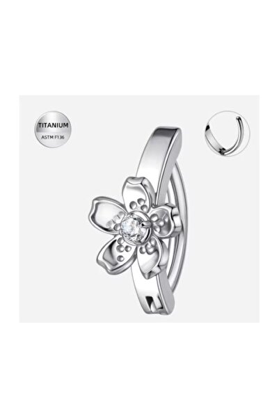 Funny Party Shop Piercing buric inel din titan, argintiu, floare cu cristal z...