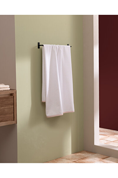 Madame Coco Prosop de baie din bumbac Trace - Alb/Pudra - 70x140 cm