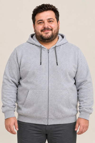 GurkStore Men's oversized three-thread fleece-lined hooded full-zip winter sw...