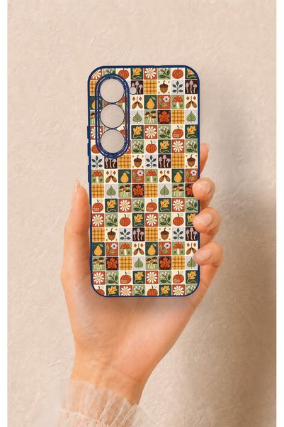 Vip Case Tecno Spark 40 Pro Compatible Autumn Themed Patchwork Patterned Sili...