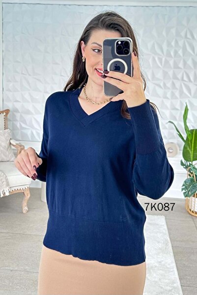 İnce Topuk V-Neck Knitwear Blouse 7K087