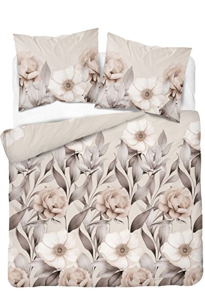 Detexpol Lenjerie de pat din satin 220x200 subțire cu motive florale în nuanț...